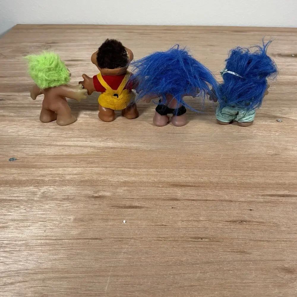 Four 1980s DAM Vintage Troll Collection‎ Blue Green Hair Red Brown Eyes See Desc